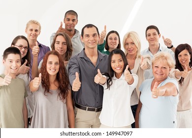 A Large Group Of Different People Showing Thumbs Up Together.