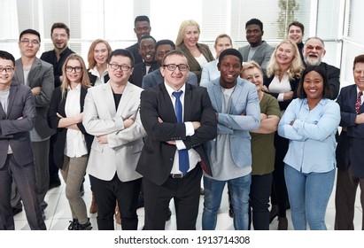 Large Group Of Diverse Employees Standing Together.