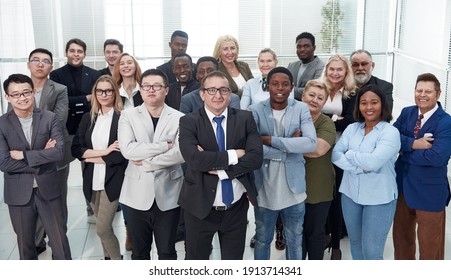 Large Group Of Diverse Employees Standing Together.