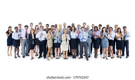 Large Group Of Diverse And International Business People Clapping Hands