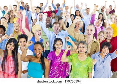 Large Group of Diverse Multi Ethnic Colorful People Celebrating