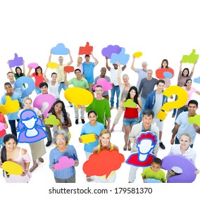 Large Group Of Diverse People With Social Media Icons