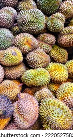 A Large Group Of Durian At Fruit Market