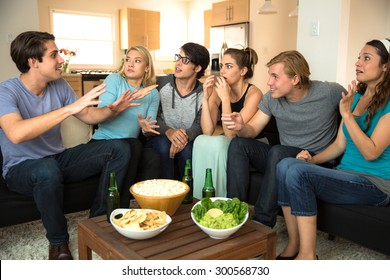 Large Group Of Friends At A Party Get Together House Drinking Beer Chatting Storytelling Gossiping