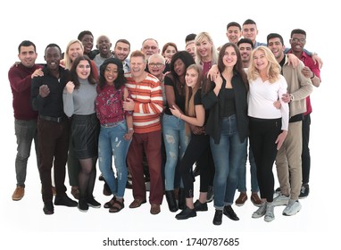 Large Group Of Fun Diverse People Standing Together