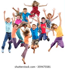 Large Group Happy Cheerful Sportive Children Stock Photo 520173301 ...