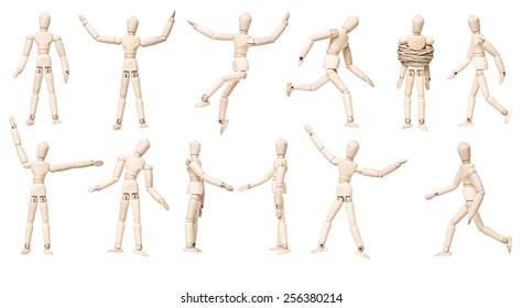 Large group of Mannequin Dolls with different expression isolated on white background - Powered by Shutterstock