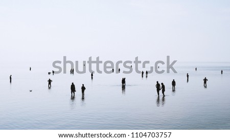 Silhouettes in low tide