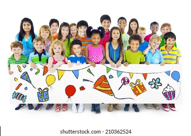 Large Group of People Holding Board - Powered by Shutterstock