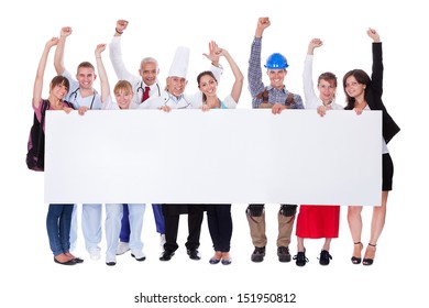 Large Group Of People Representing Diverse Professions Including