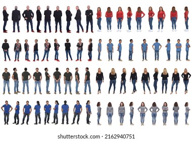 large group of people various poses on white background - Shutterstock ID 2162940751