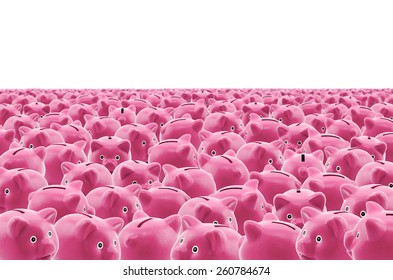 Large group of pink piggy banks - Shutterstock ID 260784674