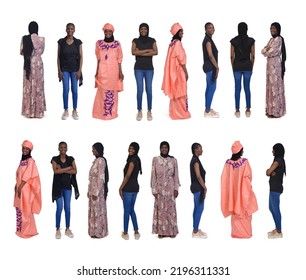 Large Group Of Same Woman With Various Outfits On White Background