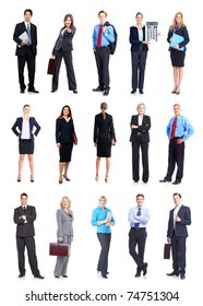 Large Group Of Smiling Business People. Isolated Over White Background.