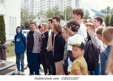 A Large Group Of Young People Came To Participate In The Contest. Photo Taken On June 17, 2022 In Gomel, Belarus