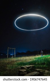 Large Halo light Created Using A Drone