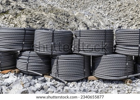 large hanks of steel cables