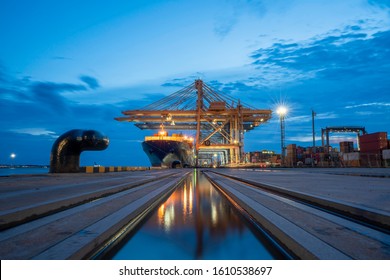 Large Harbor With Container Ships