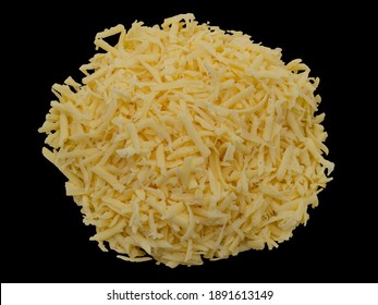 Large Hard Grated Cheese Isolated On A Black Background