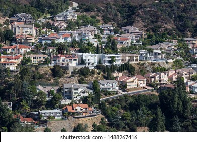 Large hillside homes near Los Angeles in scenic Glendale, California. - Shutterstock ID 1488267416