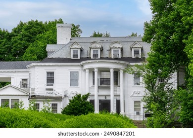 Large Historic Family House with Classical Columns and Dormer Windows in Brighton, Massachusetts, USA - Powered by Shutterstock