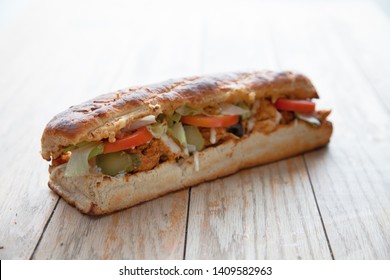 Large Hoagie Sandwich With Veggies And Meat