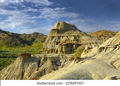 Large Hoodoo Mountain Of The Dinosaur Provincial Park In The Canadian Badlands, Alberta - UNESCO World Heritage Site