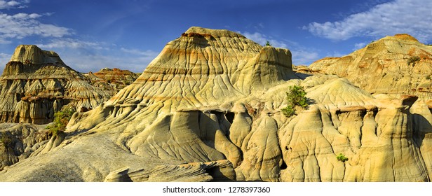 Large Hoodoo Mountain Of The Dinosaur Provincial Park In The Canadian Badlands, Alberta - UNESCO World Heritage Site