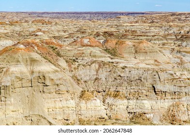 Large hoodoo mountain of the Dinosaur Provincial Park in the Canadian Badlands, Alberta - UNESCO World Heritage Site