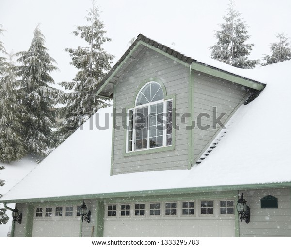 Large House Covered Snow Including Dormer Stock Photo Edit Now