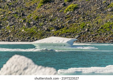 Large Ice Chunks In Beautiful Glacial Lake. 