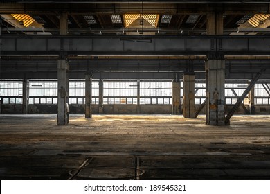 Large industrial hall of a vehicle repair station