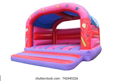 A Large Inflatable Bouncy Castle Childrens Play Area. - Shutterstock ID 742445326