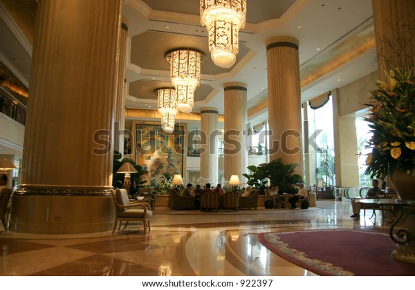 Large Interior High Ceiling Posh Chandeliers Stock Photo Edit Now