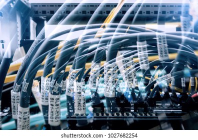 Large internet router.large network server. connector RG-45.