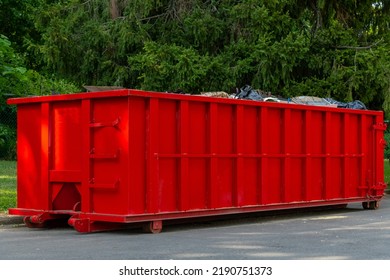 Large Iron Dumpster Garbage Outdoor Steel Metal Trash Full