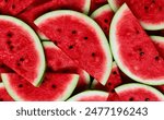 Large juicy ripe red watermelon slices