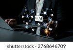 Large Language Model LLM processing data. Represents deep text learning, natural language processing NLP AI tech, transformer architecture, and generative AI deep learning future technology. Corpus