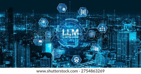Large Language Model LLM processing data. Represents deep text learning, natural language processing NLP AI tech, transformer architecture, and generative AI deep learning future technology. Corpus