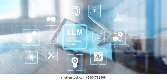 Large Language Model LLM Technology and Artificial Intelligence Applications on a Digital Interface.