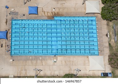 Large Lap Sized Swimming Pool Viewed From Overhead
