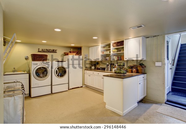 Large Laundry Room Appliances White Cabinets Stock Photo Edit Now