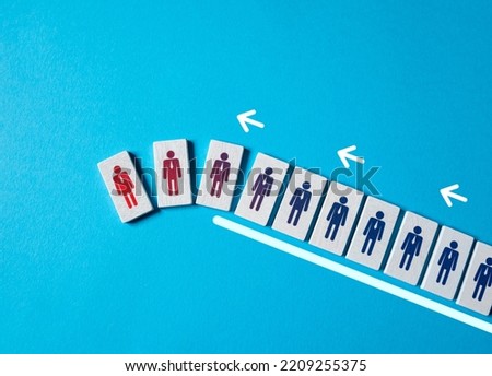 Large layoffs of employees. Downsizing, violation of rights, social tension in a crisis. Constant turnover, socially toxic environment in the company. Conflicts and incompetent bosses. Staff leaving Foto stock © 