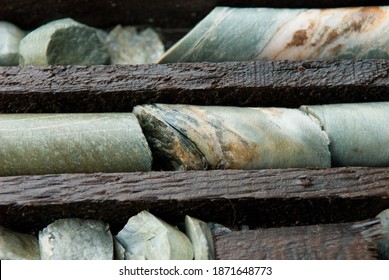 A Large Library Of Drilled Core Samples Used By Geologists To Determine Ore Quantity And Quality