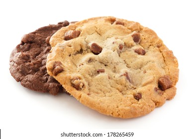 Large Light Chocolate Chip Cookie On A White Surface