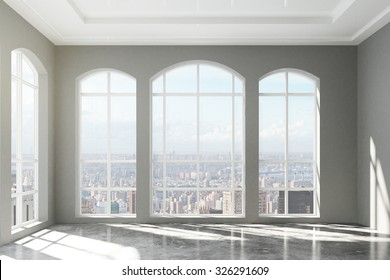 Large Loft Interior With City View