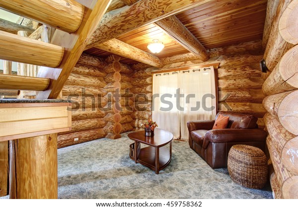 Large Log Cabin House Interior Cozy Stock Photo Edit Now 459758362