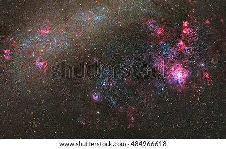 Large Magellanic Cloud (LMC) & Tarantula Nebula in the southern constellation Dorado