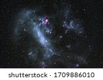 A large magellanic cloud, a southern sky galaxy with a tarantula nebula