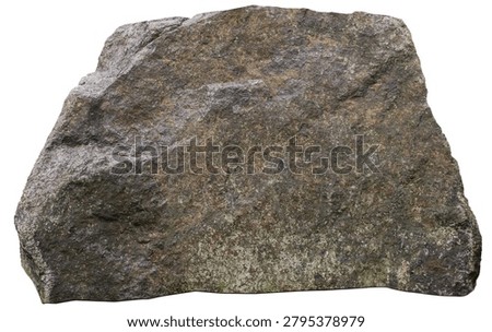 A large, massive, oblong stone on a white background